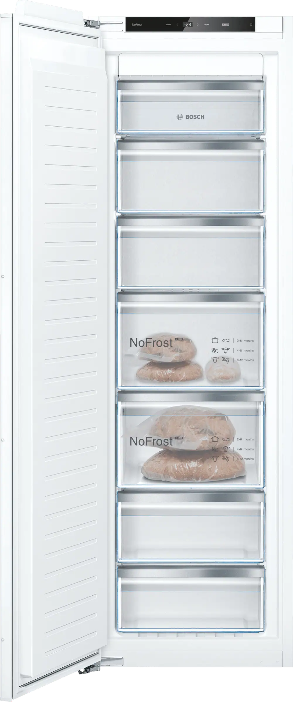 Bosch Series 4 GIN81VEE0G Integrated 177cm Frost Free Upright Freezer with Fixed Door Hinge Kit