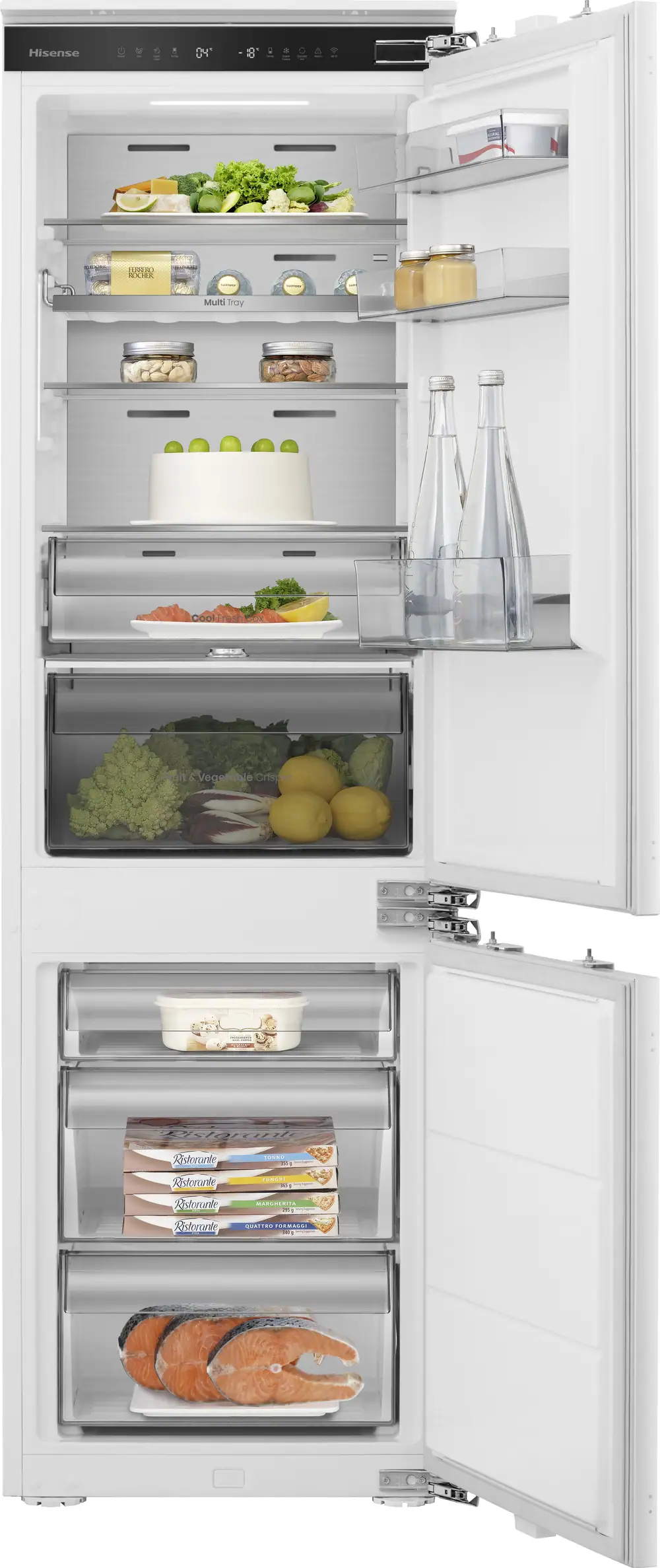 Hisense RB3B250SAWE 177cm 70/30 Integrated Total No Frost Fridge Freezer with Fixed Door Hinge
