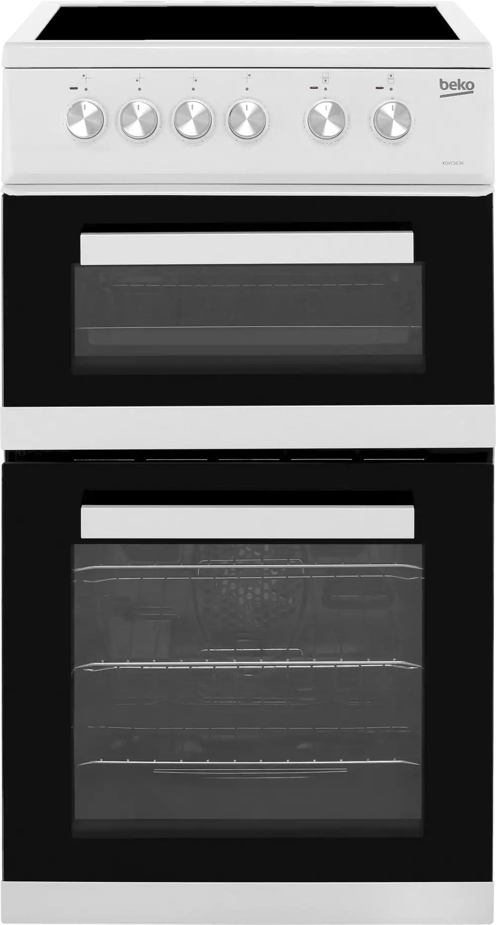 Beko KDVC563AW 50cm Wide Double Oven Electric Cooker with Ceramic Hob